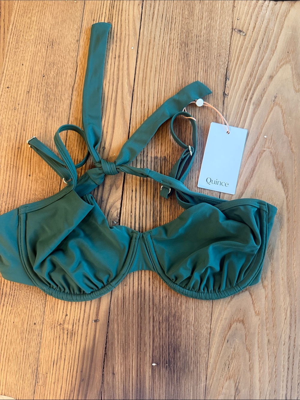 NWT Quince Women's Green Underwire Bikini Top - size extra large